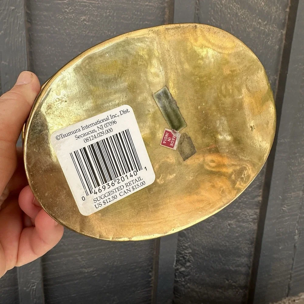 Vintage Brass Oval Planter Embossed Stamped Decorative Pot Ornate India